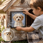 Personalized Oil Painting Style Pet Photo Canvas Prints with Name Home Wall Decor Ship from USA Birthday Gift for Pet Owners Lovers 2