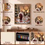 Stampe su tela personalizzate con foto di renne nella foresta di pini innevati – Decorazioni da parete per la casa – Regalo di Natale o di compleanno per familiari e amici 9