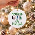 Personalized Fashion Mahjong with Mah Girls Christmas Ornament with Name and Year Home Decor Christmas Gift for Mahjong Lover Player