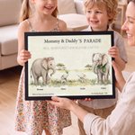 Personalised Cartoon Elephant Family Canvas Poster Framed Painting with 1-10 Names and Year Wall Decor Mother's Day Christmas Gift for Grandparents 4