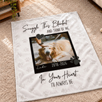 Personalized In Your Heart I'll Always Be Pet Photo Soft Throw Blanket with Name and Year Sympathy Memorial Gift for Pet Owners Dog Cat Lovers