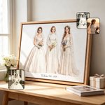 Stampe su tela personalizzate in stile minimalista con acquerello, da 2 a 4 foto e testo – Decorazioni per la camera da letto – Regalo per l’anniversario di matrimonio, per la mamma o la sposa