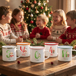 Tazza smaltata personalizzata con motivo natalizio a forma di orsetto, 12 oz, con nome e iniziale – Regalo per uso quotidiano o per feste natalizie, per bambini, ragazzi e bambine, anche più piccoli 4