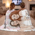 Personalized Star Watercolor Style Character Photo Soft Throw Blanket with Names Home Decor Birthday Gift for Best Friends Besties 5