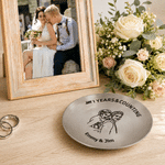 Personalised Engraving Line Art Couple Photo Tally Mark Jewellery Dish with Names Anniversary Birthday Gift for Couples Newlyweds 6