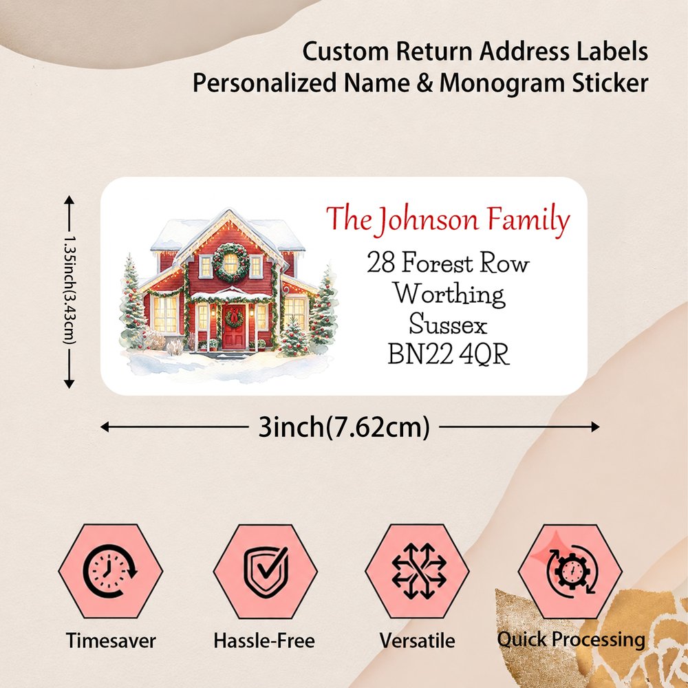 Personalized Watercolor House Portrait Return Address Labels with Title Daily Use Housewarming Gift for Family Friends 11