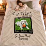 Personalized In Your Heart I'll Always Be Pet Photo Soft Throw Blanket with Name and Year Sympathy Memorial Gift for Pet Owners Dog Cat Lovers