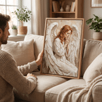 Personalised Impasto Oil Painting Angel Praying Portrait Canvas Prints with Name Home Decor Memorial Sympathy Gift for Family Friends 6
