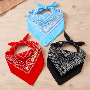 Sciarpa bandana morbida in stile bohémien personalizzata, 100% cotone, con nome ricamato: da indossare tutti i giorni, ideale come regalo di Natale o di compleanno per i proprietari di animali domestici