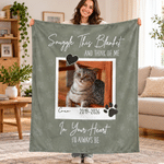 Personalized In Your Heart I'll Always Be Pet Photo Soft Throw Blanket with Name and Year Sympathy Memorial Gift for Pet Owners Dog Cat Lovers
