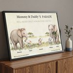 Personalised Cartoon Elephant Family Canvas Poster Framed Painting with 1-10 Names and Year Wall Decor Mother's Day Christmas Gift for Grandparents 8