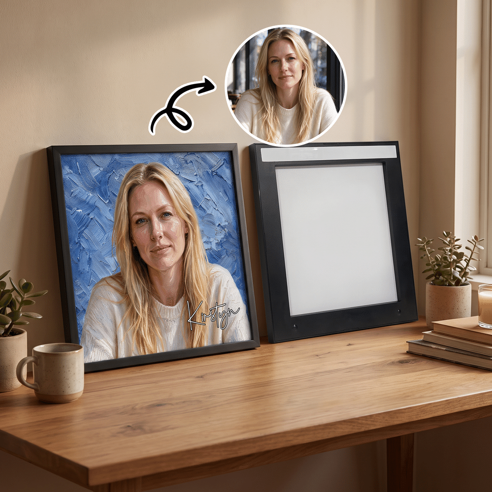 Personalized Impasto Oil Painting Style Portrait Canvas Prints with Name Home Decor Anniversary Housewarming Gift for Family Friends 4