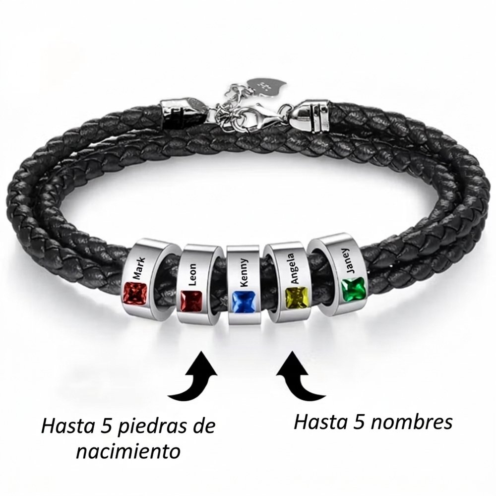 Pulsera de cuero trenzada personalizada con nombre y piedra de nacimiento - regalo de cumpleaños y ocasiones especiales para hombres y mujeres 3
