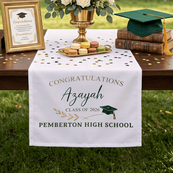 Personalised Graduation Cap Table Runner with Name Desktop Decoration Party Banner Graduation Gift for Graduates