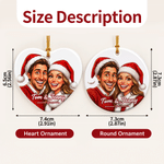 Personalised Exaggerated Western Comic Style Photo Heart Round Ceramic Ornament with Text Tree Decor Christmas Gift for Family 7
