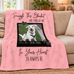 Personalized In Your Heart I'll Always Be Pet Photo Soft Throw Blanket with Name and Year Sympathy Memorial Gift for Pet Owners Dog Cat Lovers