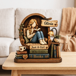 Personalised 3D-Effect Art Cartoon Reading Girl Layered Wooden Decoration with Name Desk Decor Christmas Gift for Girl Book Lover 5