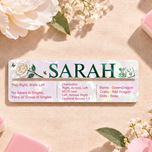 Personalised Birth Flower Butterfly Mahjong Line Reader with Name Mahjong Group Game Night Gift for Mahjong Lovers