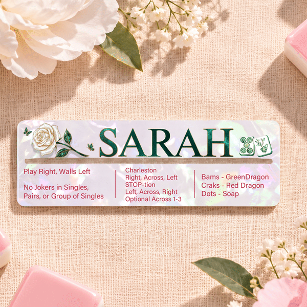 Personalized Birth Flower Butterfly Mahjong Line Reader with Name Mahjong Group Game Night Gift for Mahjong Lovers