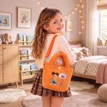 Personalized Cartoon Character Birth Flower Corduroy Crossbody Bag with Name Birthday Christmas Gift for Girls 4