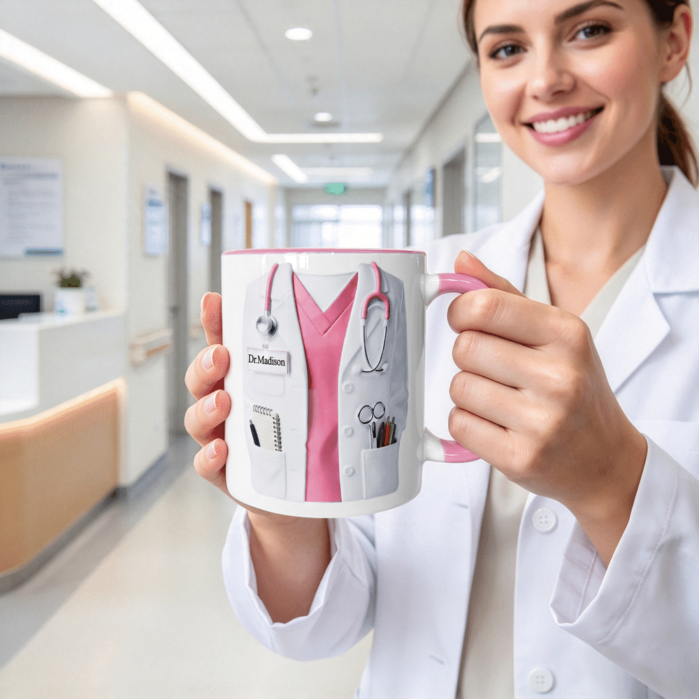 Personalised Medical Lab Coat Stethoscope Ceramic Mug with Name Graduation Office Birthday Gift for Doctor Nurse Student 6