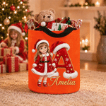 Personalized 3D-Effect Artwork Cartoon Christmas Character Photo LED Light Bucket Bag with Name and Initial Christmas Party Gift for Boys Girls 1