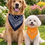 Personalized Bohemian Style Soft 100% Cotton Bandana Scarf with Embroidered Name Daily Wear Christmas Birthday Gift for Pet Owners 6