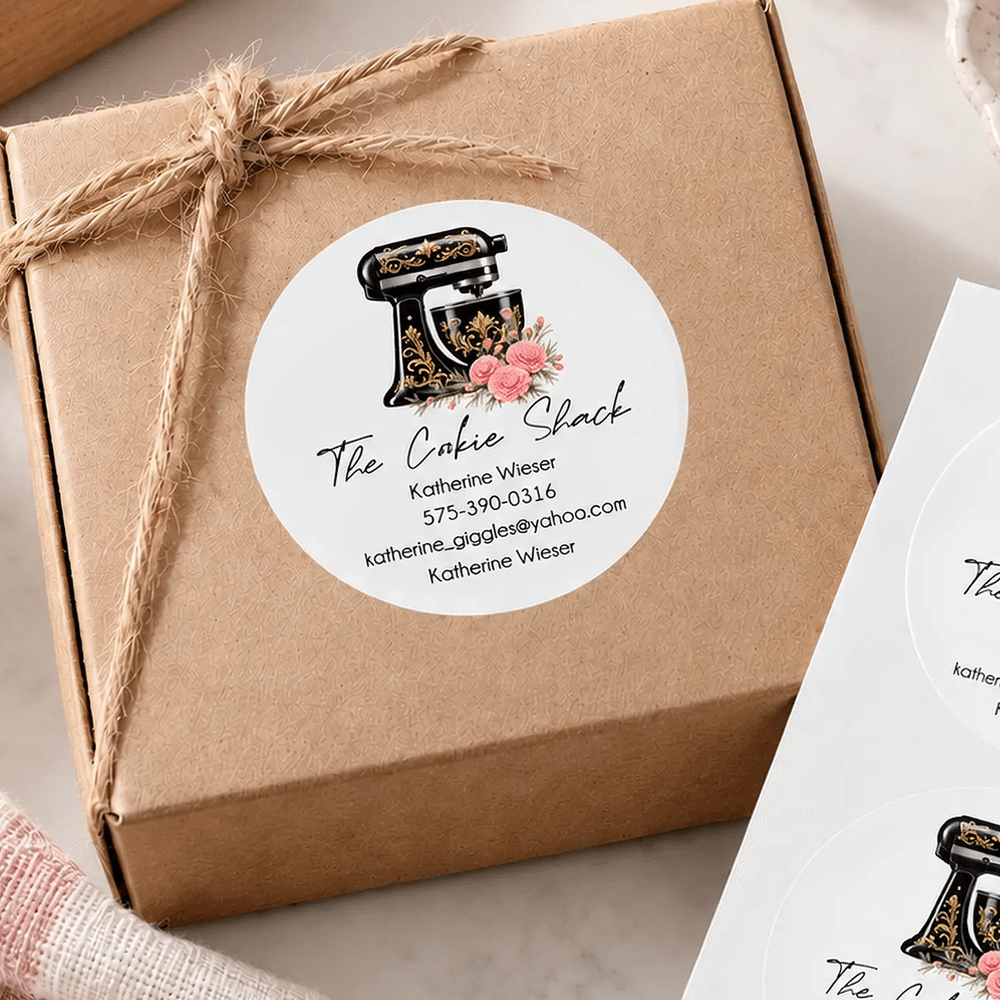 Gepersonaliseerde waterbestendige stickers voor keukenmixers met geboortebloem, tekst en winkelnaam – bakcadeau voor verjaardagen en Kerstmis, voor bakkers en bakliefhebbers 1