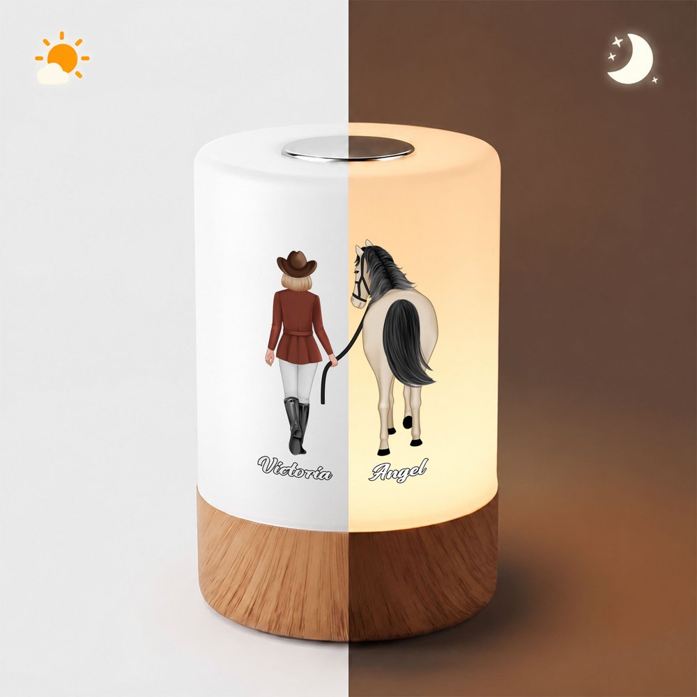 Personalisiertes Pferd & Reiter LED-Nachtlicht mit Namen | Kabellos & Dimmbar | Schlafzimmer Deko | Geburtstagsgeschenk für Reiter & Reiterinnen 8
