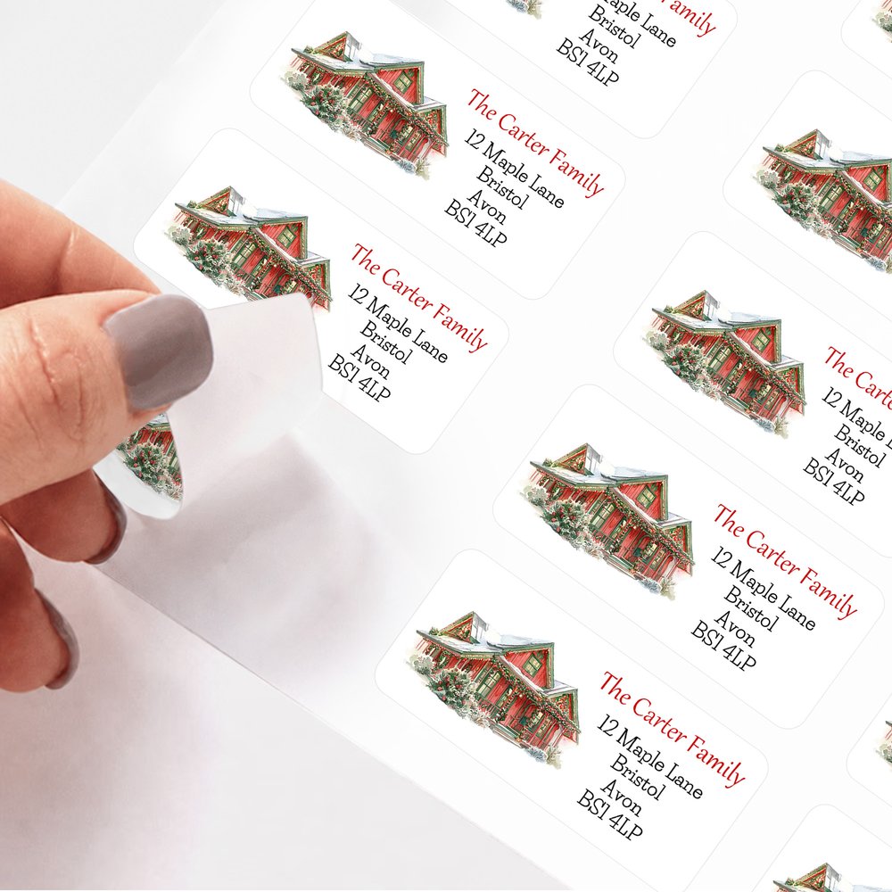 Personalized Watercolor House Portrait Return Address Labels with Title Daily Use Housewarming Gift for Family Friends 6
