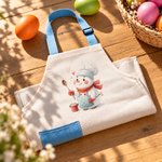 Personalized Cute Cartoon Snowman Adjustable Apron Chef Hat Storage Bag Set with Name Christmas Gift for Kid