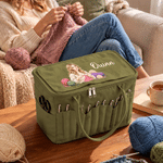 Personalized Photo to Hand Drawn Style Portrait Crochet Knitting Canvas Yarn Needle Storage Bag with Name Birthday Sewing Gift for Craft Lovers 5