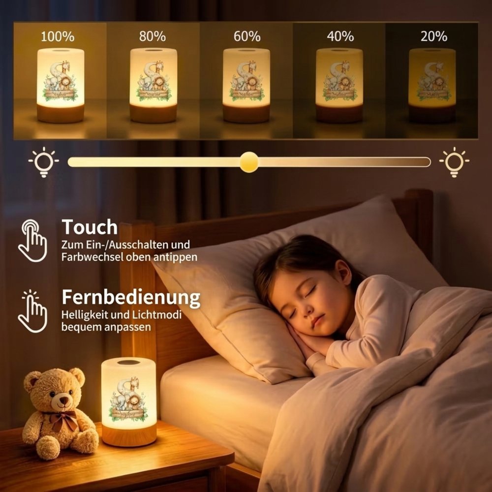 Personalisiertes Waldtier LED Nachtlicht | mit Wunschnamen & Initiale | Kinder Nachttischlampe | Geschenk zur Geburt für Kinder & Baby 7