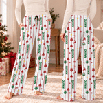 Pantalones de pijama navideños a rayas con adorno personalizado de reno para el árbol de Navidad y nombre: regalo de Navidad para hombres, mujeres, niños y amigos 3