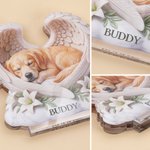 Personalized 3D-Effect Artwork Dog Cat Pet Photo Angel Wings Clear Acrylic Plaque with Name Memorial Gift for Pet Owners Lovers