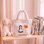 Personalized Cartoon Character Birth Flower Corduroy Crossbody Bag with Name Birthday Christmas Gift for Girls 3
