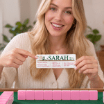 Personalized Birth Flower Butterfly Mahjong Line Reader with Name Mahjong Group Game Night Gift for Mahjong Lovers