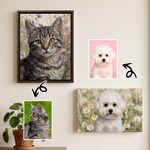 Tableaux sur toile personnalisés, réalistes, à l'huile, représentant des photos d'animaux de compagnie ou des motifs floraux – Décoration d'intérieur, cadeaux pour les fêtes d'animaux de compagnie, les anniversaires ou les pendaisons de crémaillère, destinés aux propriétaires d'animaux de compagnie 6
