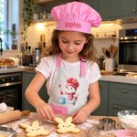 Personalized Cute Cartoon Snowman Adjustable Apron Chef Hat Storage Bag Set with Name Christmas Gift for Kid