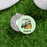 Personalised Birth Flower Plaid Striped Golf-Themed Magnetic Hat Clip with Name Birthday Gift for Golfers Family Friends 5