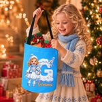 Personalized 3D-Effect Artwork Cartoon Christmas Character Photo LED Light Bucket Bag with Name and Initial Christmas Party Gift for Boys Girls 3