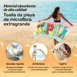 Toalla de playa absorbente personalizada con nombre y letras de garabatos coloridos regalo de vacaciones de verano y fiesta para mujeres y niñas 8