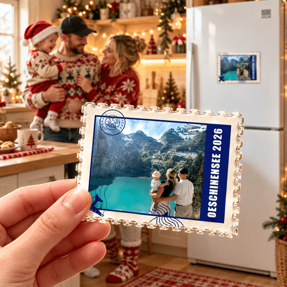 Aimant de réfrigérateur personnalisé avec photo de voyage et texte – Cadeau de Noël ou d'anniversaire pour la famille et les amis 6