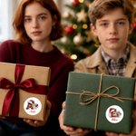 Pegatinas personalizadas de gorros navideños, renos, conejitos, Papá Noel y muñecos de nieve; etiquetas para regalos con iniciales y nombre; regalo navideño festivo para la familia y los niños 5
