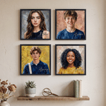 Personalized Impasto Oil Painting Style Portrait Canvas Prints with Name Home Decor Anniversary Housewarming Gift for Family Friends 1