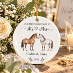 Personalised Our First Christmas Couple Horse Ceramic Ornament with Text and Year Christmas Tree Decor Wedding Christmas Gift for Newlyweds 9