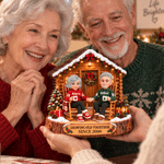 Personalized 3D-Style Art Cartoon Couple Character Layered Wooden Decoration with Names and Year Desk Decor Christmas Gift for Couples Family