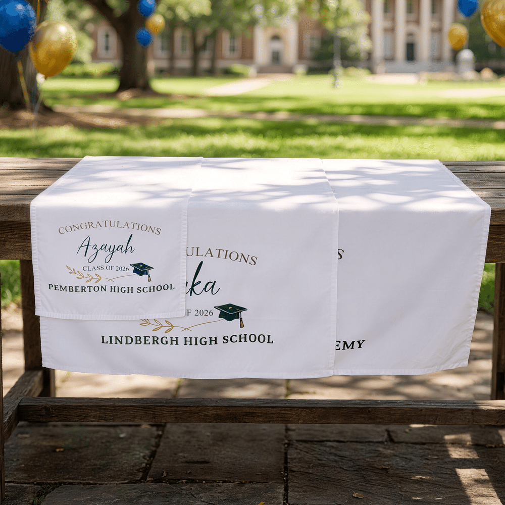 Personalised Graduation Cap Table Runner with Name Desktop Decoration Party Banner Graduation Gift for Graduates 5