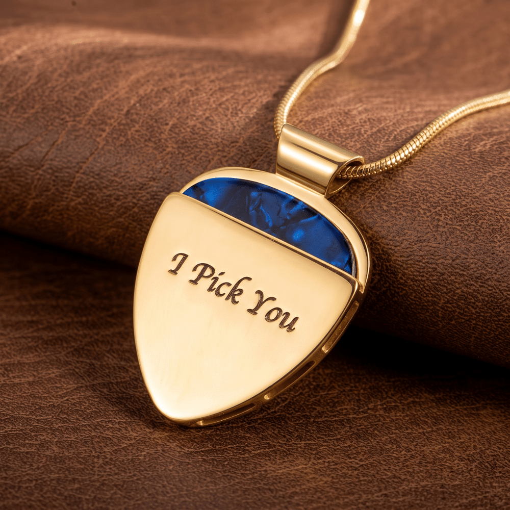 Collar con colgante personalizado y soporte desmontable para púas de guitarra, con texto en la parte posterior con el nombre. Regalo de cumpleaños con 1 púa de guitarra para guitarristas y amantes de la música 6