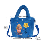 Personalized Cartoon Character Birth Flower Corduroy Crossbody Bag with Name Birthday Christmas Gift for Girls 9